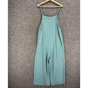 New Lepunuo Jumpsuit Women M Medium Blue Sleeveless Square Neck Pockets Casual